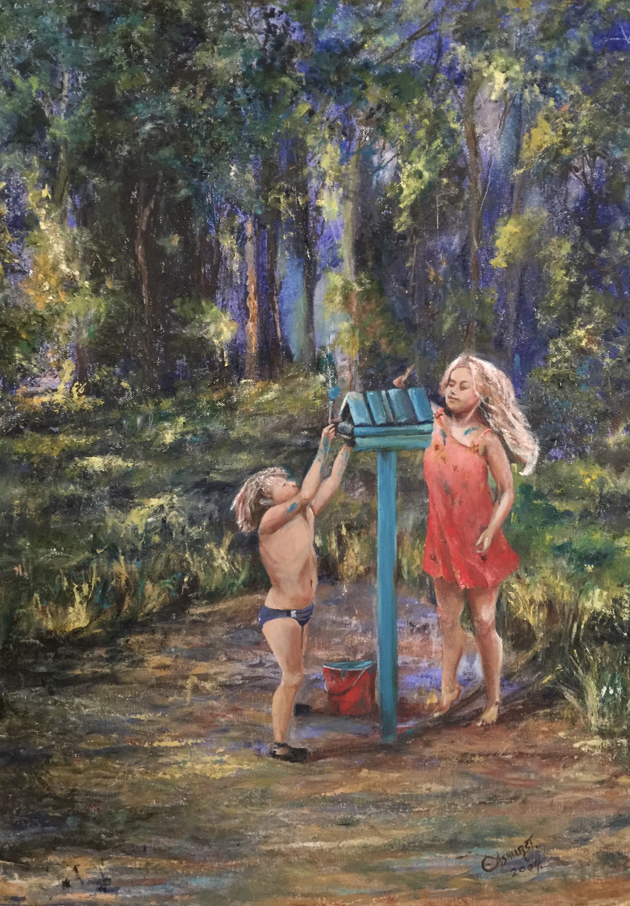 Child's Play — original oil painting on canvas by Carol D'Arcy. 40×30cm. © Carol D'Arcy.